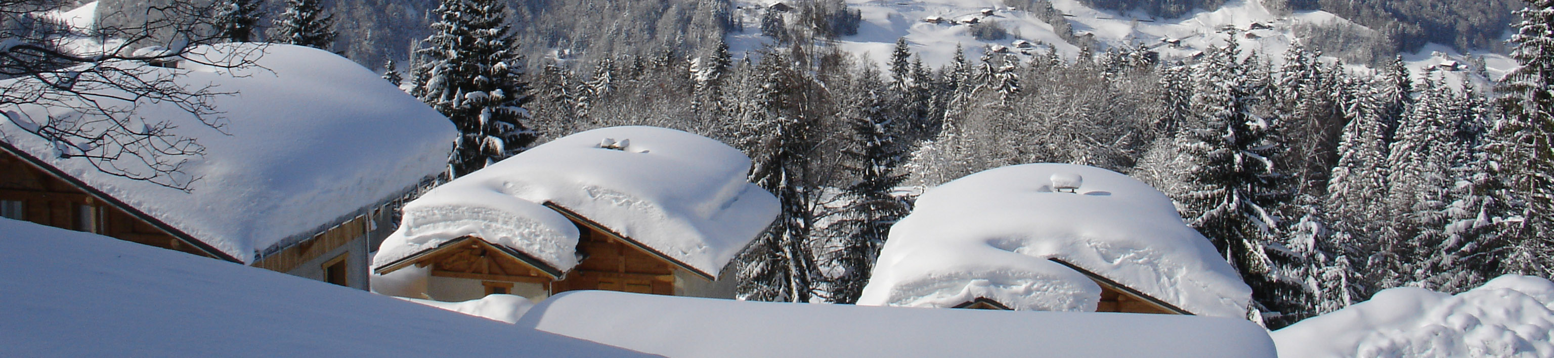 Chalet in snowy mountains