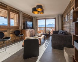 Vaste appartement en vieux bois sur les pistes, vue panoramique