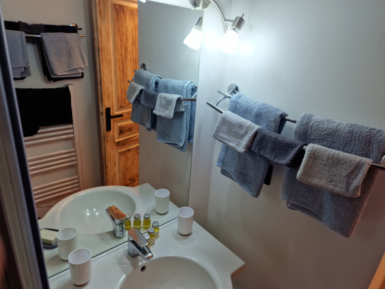 LEVEL 2 : SECOND BATHROOM WITH SHOWER CUBICLE TOWEL RADIATOR, UANITY UNITAND SEPARATE TOILET