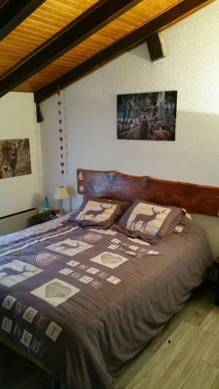 Chambre avec lit en 160X200 , placards et télévision écran plat.