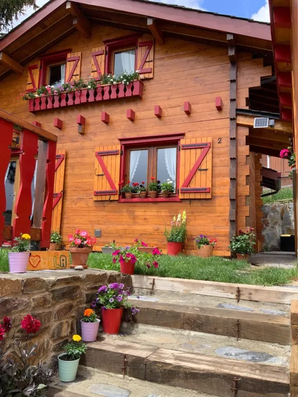 the entrance to the chalet