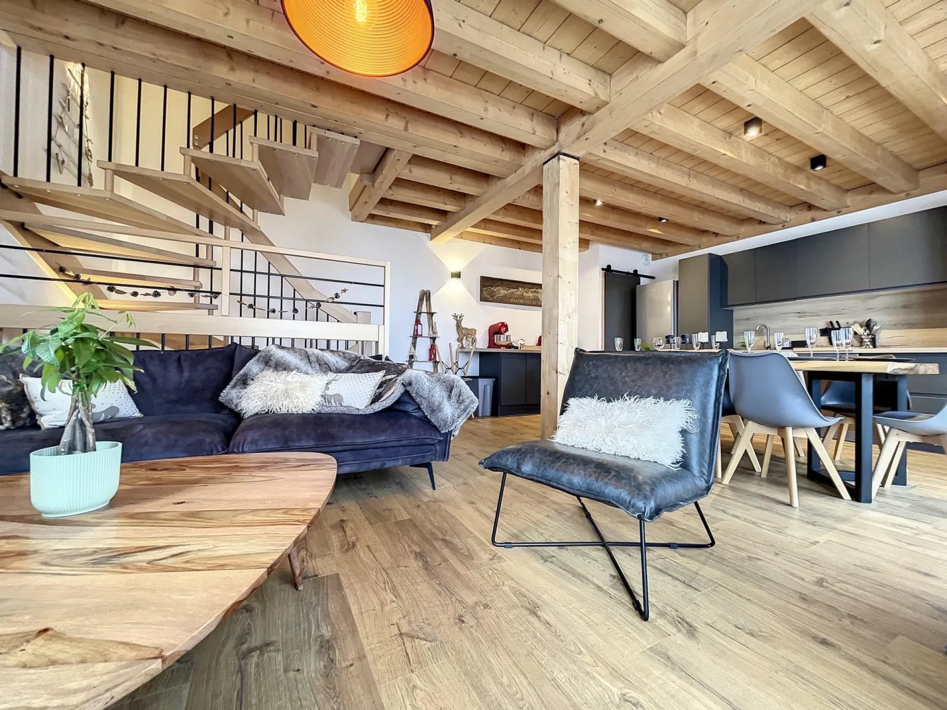 Living room with south exposure and view on the Aiguilles D'Arves.