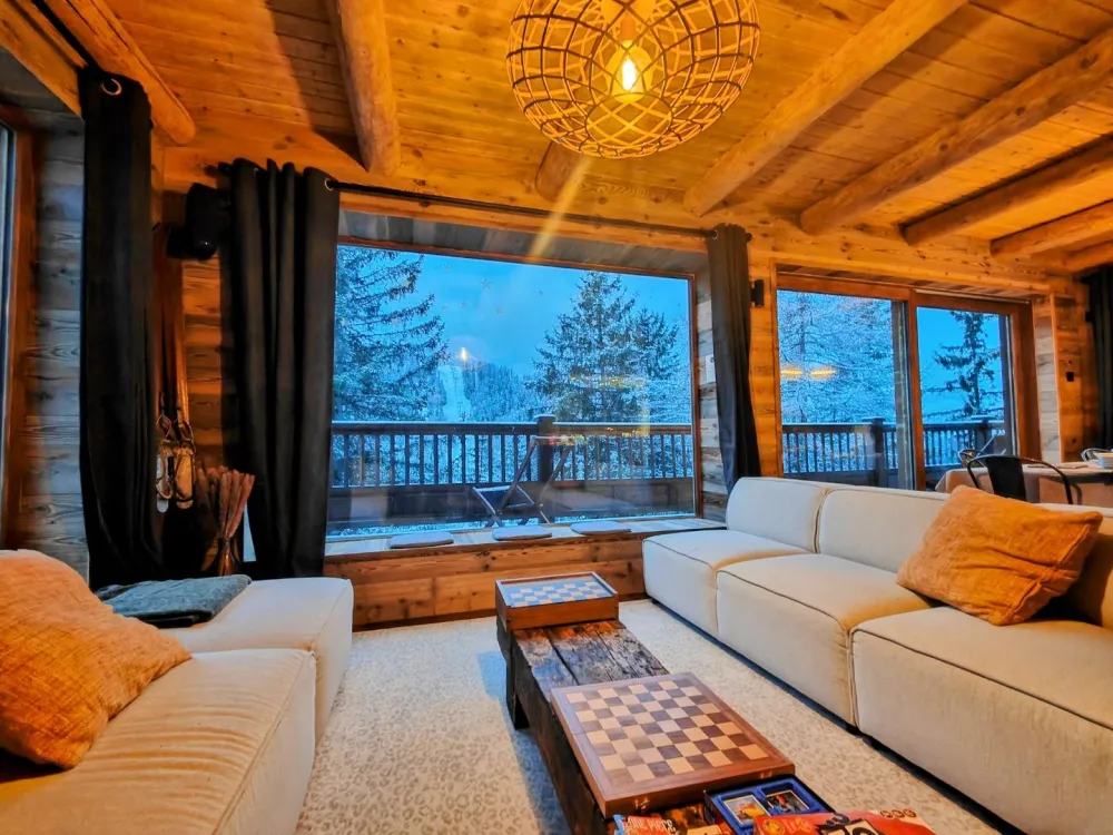 Chalet Dakota - La Plagne - Salon avec vue sur la montagne