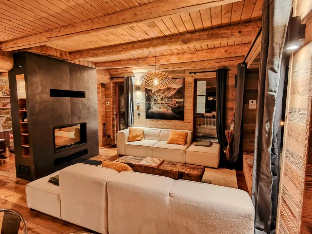 Chalet Dakota - La Plagne - Salon avec cheminée