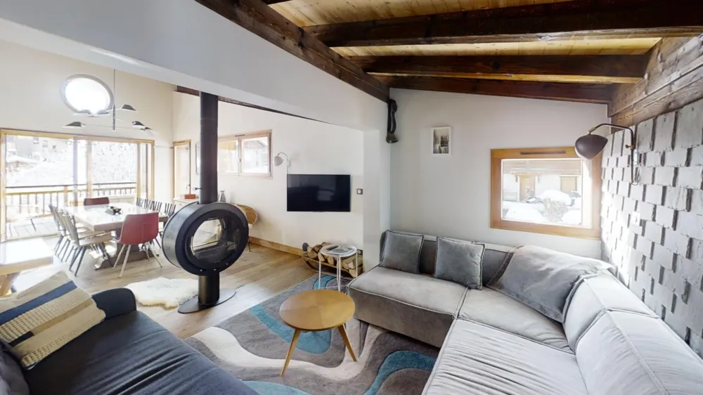 salon cosy autour du poêle à bois