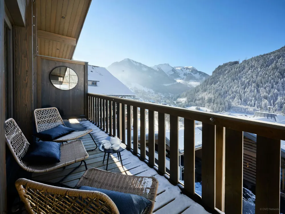 Balcon et vue d'hiver