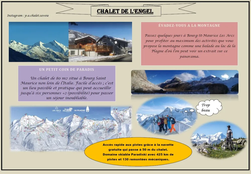 Chalet de l'engel (location au mois possible) les arcs ; bourg saint maurice.