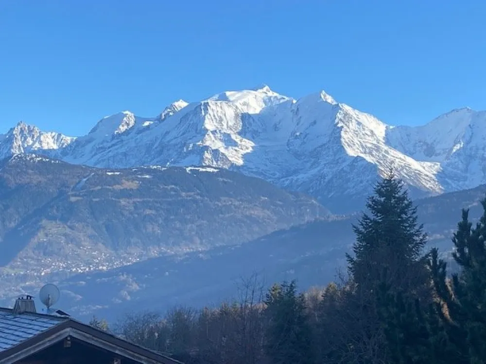 Vue imprenable sur l'ensemble du massif du Mont Blanc et les Aiguilles de Warens