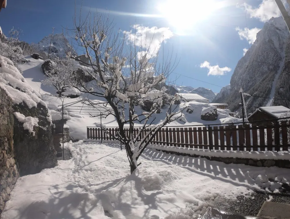 La terrasse privée en hiver