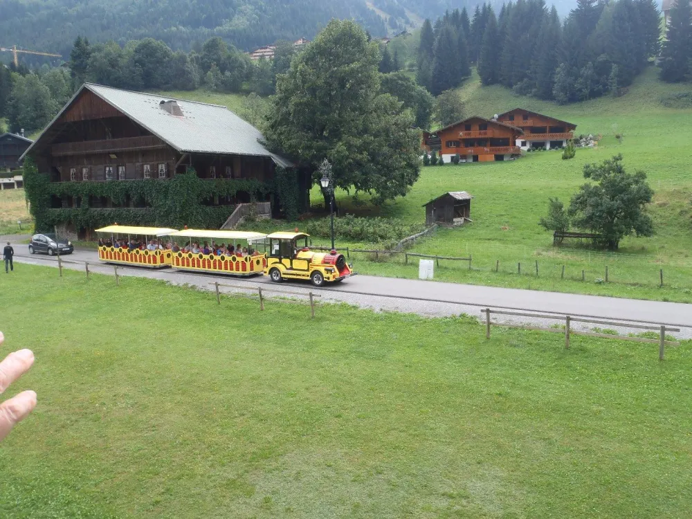 Le petit train de Châtel depuis le balcon