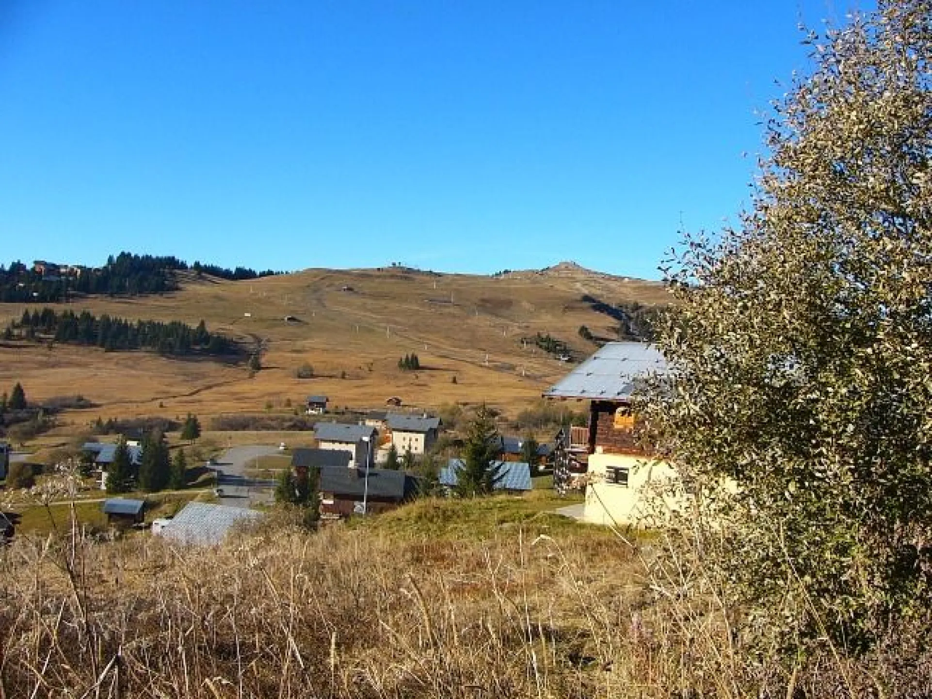 Le Mont Bisanne, vu de la terrasse, l'été.