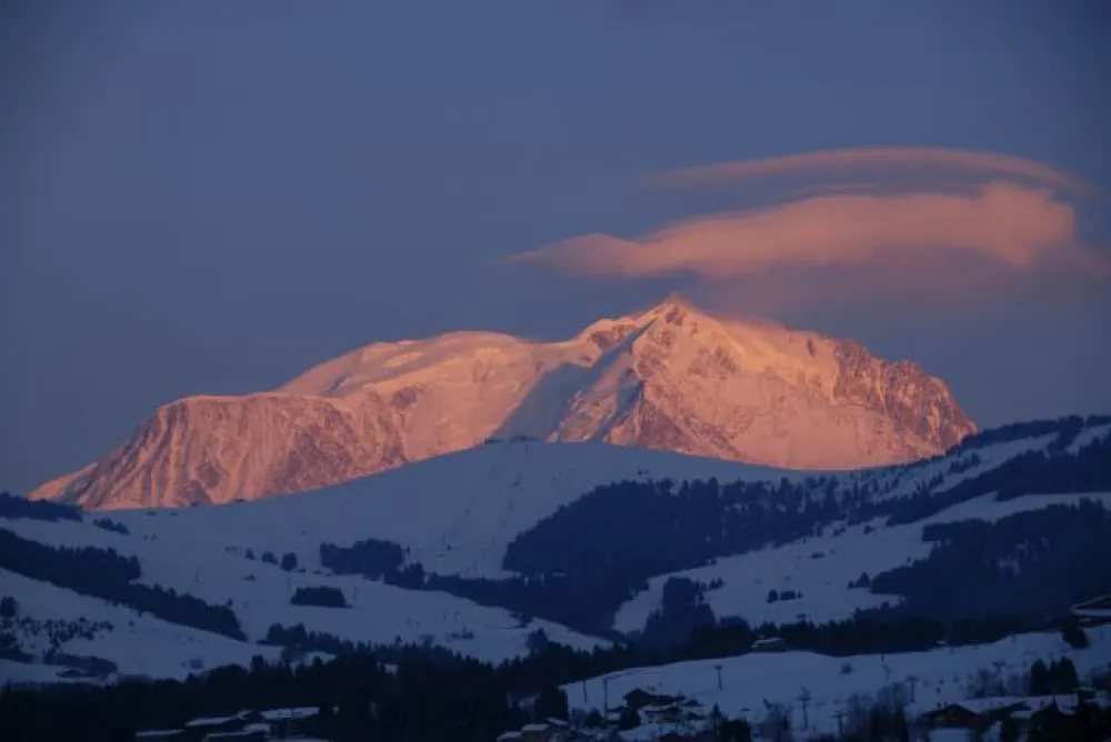 Coucher de soleil sur le Mont Blanc (vue de l'appartement)