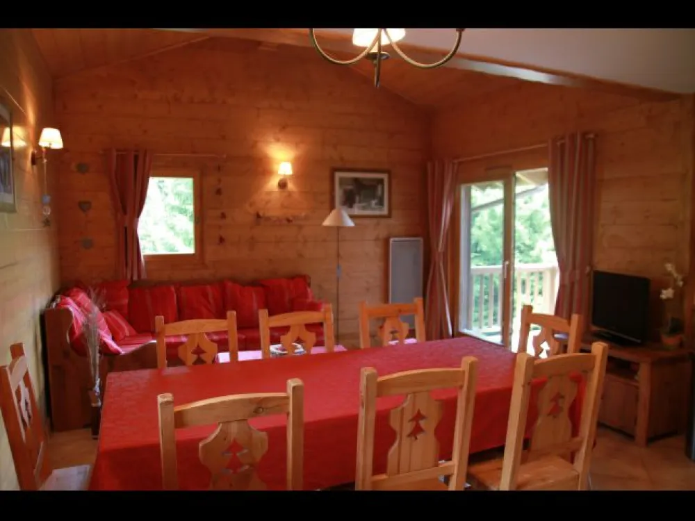 Salle à manger, salon.
Canapé convertible en lit 140X190.
Pièce très spacieuse.
