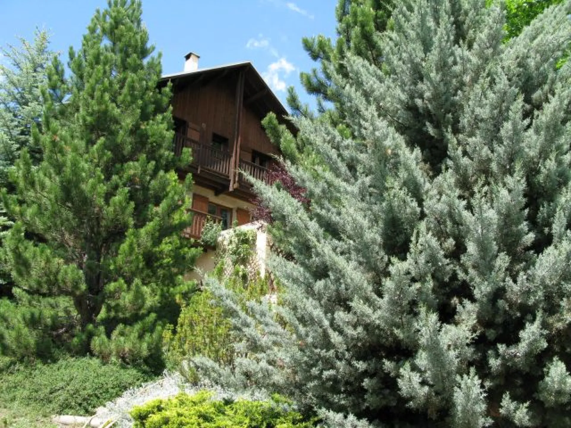 vue du chalet, du jardin, en été