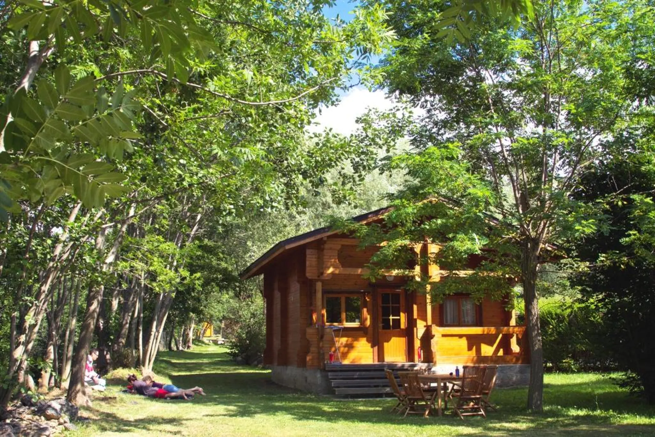 Chalets "Bouton d'Or" 35m² au sol + mezzanine. Confortablement équipé pour 6 personnes ; 2 chambres + mezzanine, salon - cuisine, salle d'eau, télévision, Wifi gratuit dans tous les chalets. 