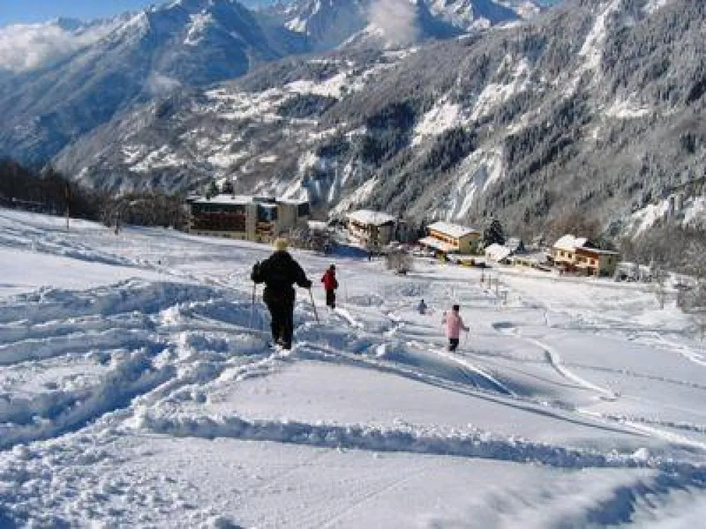 piste des clochettes  arrivée devant la location (piste verte équipée de canons à neige)