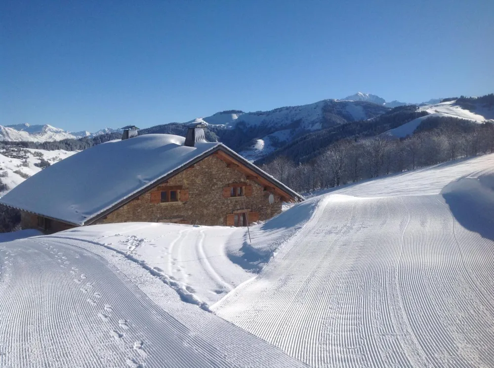 Arrivée au chalet, vue sur mont blanc 