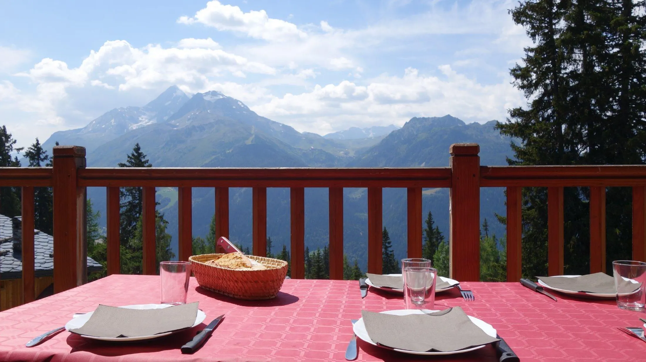Terrasse plein sud - équipée d'un barbecue électrique Weber en été