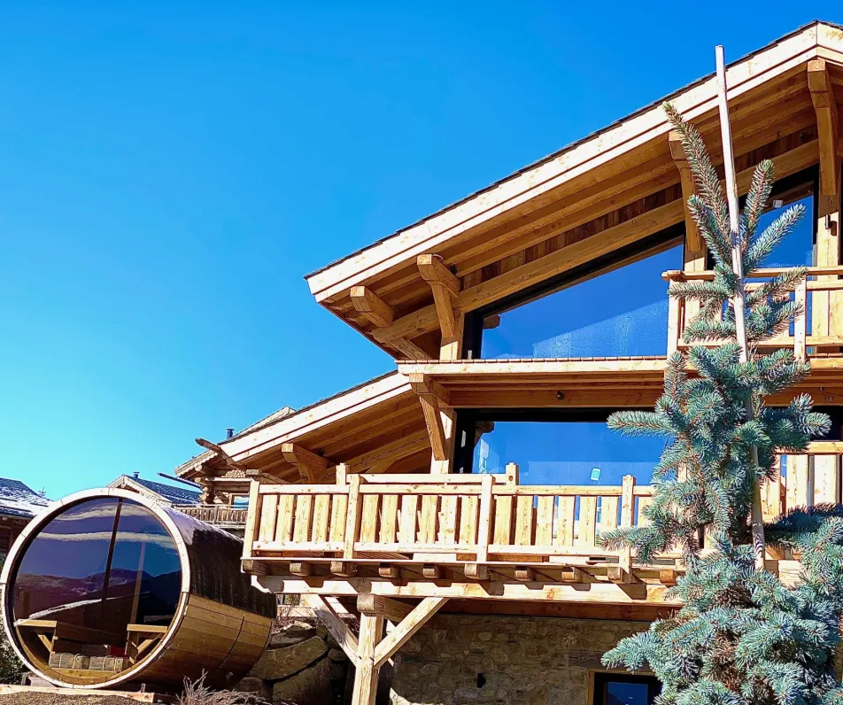 chalet aguila bolquere, façade principale avec sauna