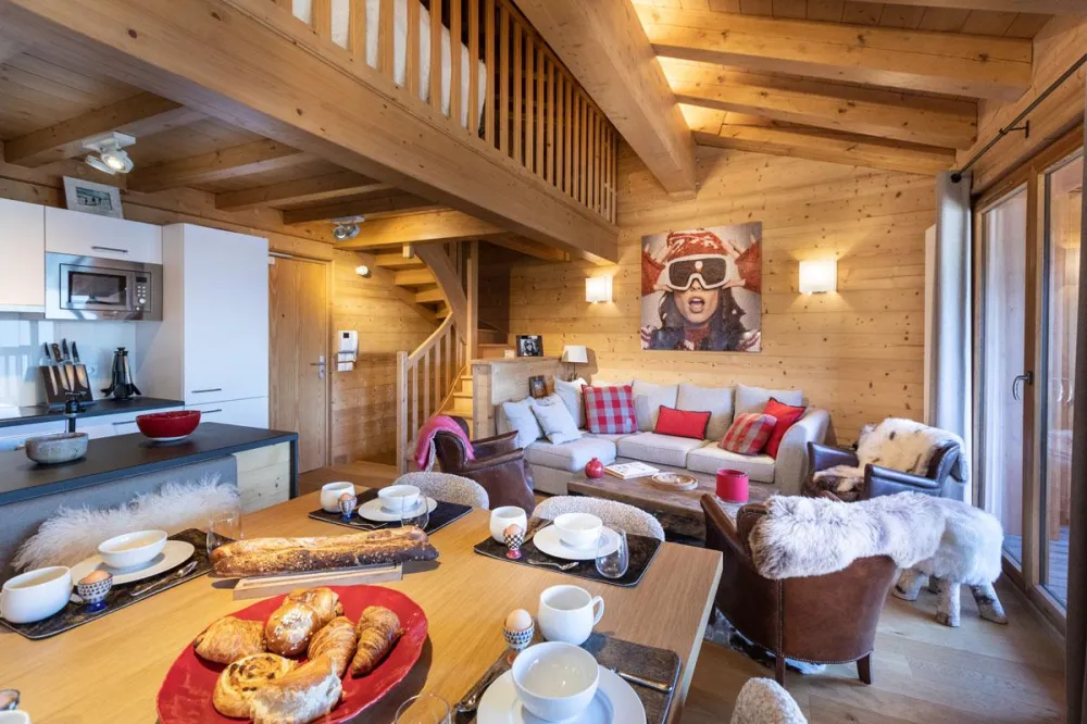 Chalet grivola triplex gentiane 100m², full services 4*, 3 chbr, 2 sdb/d, 3 balcons sud et 2 parkings