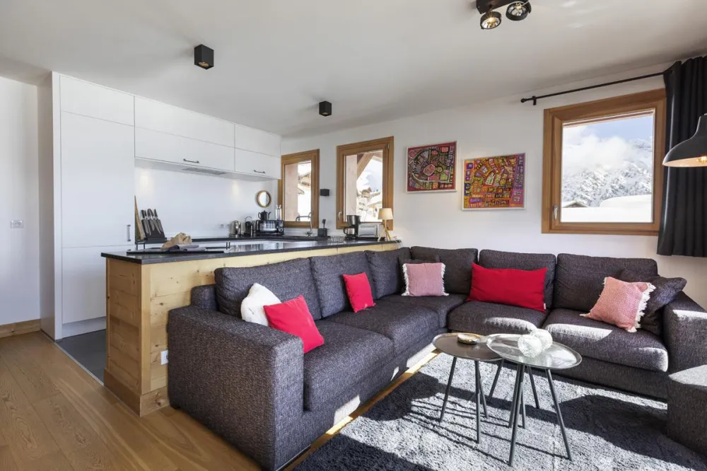 Chalet grivola appart muscari 110m², full services 4*, 4 chbr, 3 sdb/d, balcon sud et 2 parkings