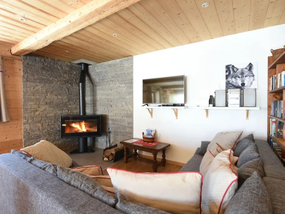 LIVING ROOM WITH WOOD STOVE