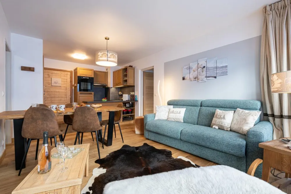 Appartement de charme en résidence 5* skis aux pieds avec piscine, jaccuzi, sauna, et hammam