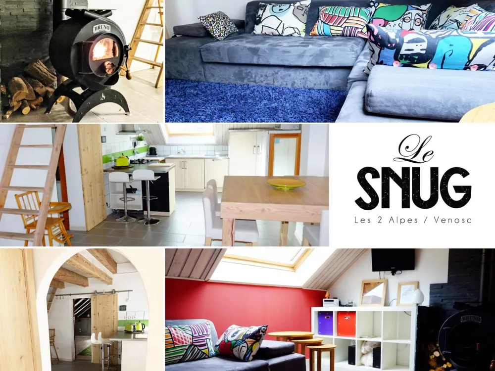 LES 2 ALPES / VENOSC : Le Snug avec Jaccuzi, Sauna, hammam en hiver et piscine en été (espaces en commun)
6 personnes 