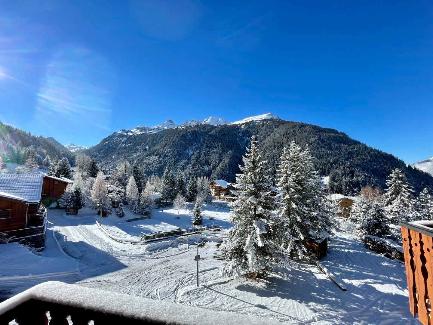 Vue panoramique du balcon en hiver