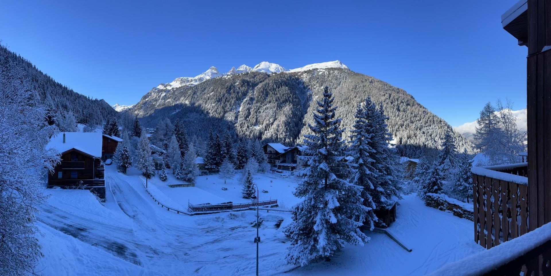 Vue panoramique du balcon en hiver