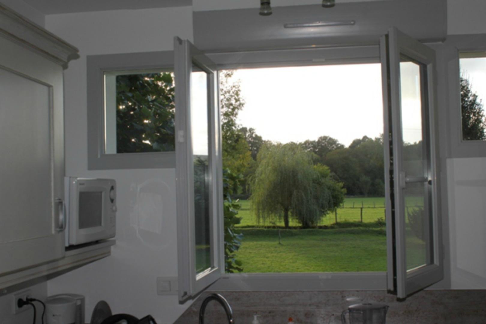 Vue depuis la fenêtre de la cuisine ouverte.