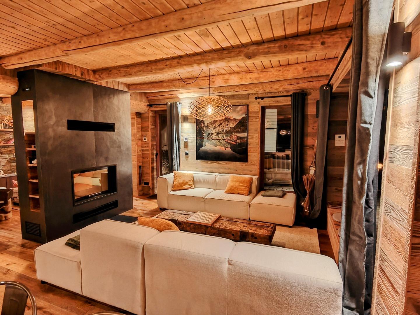 Chalet Dakota - La Plagne - Salon avec cheminée