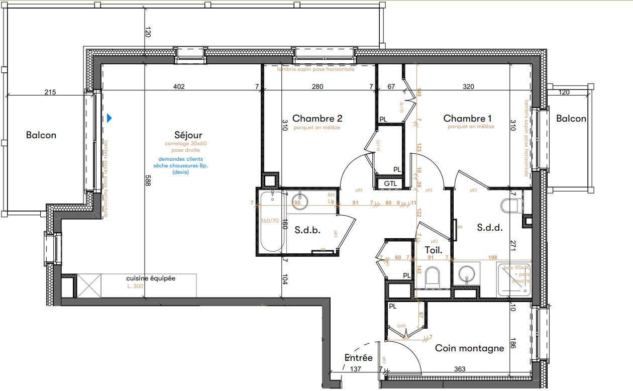 Plan de l'appartement.