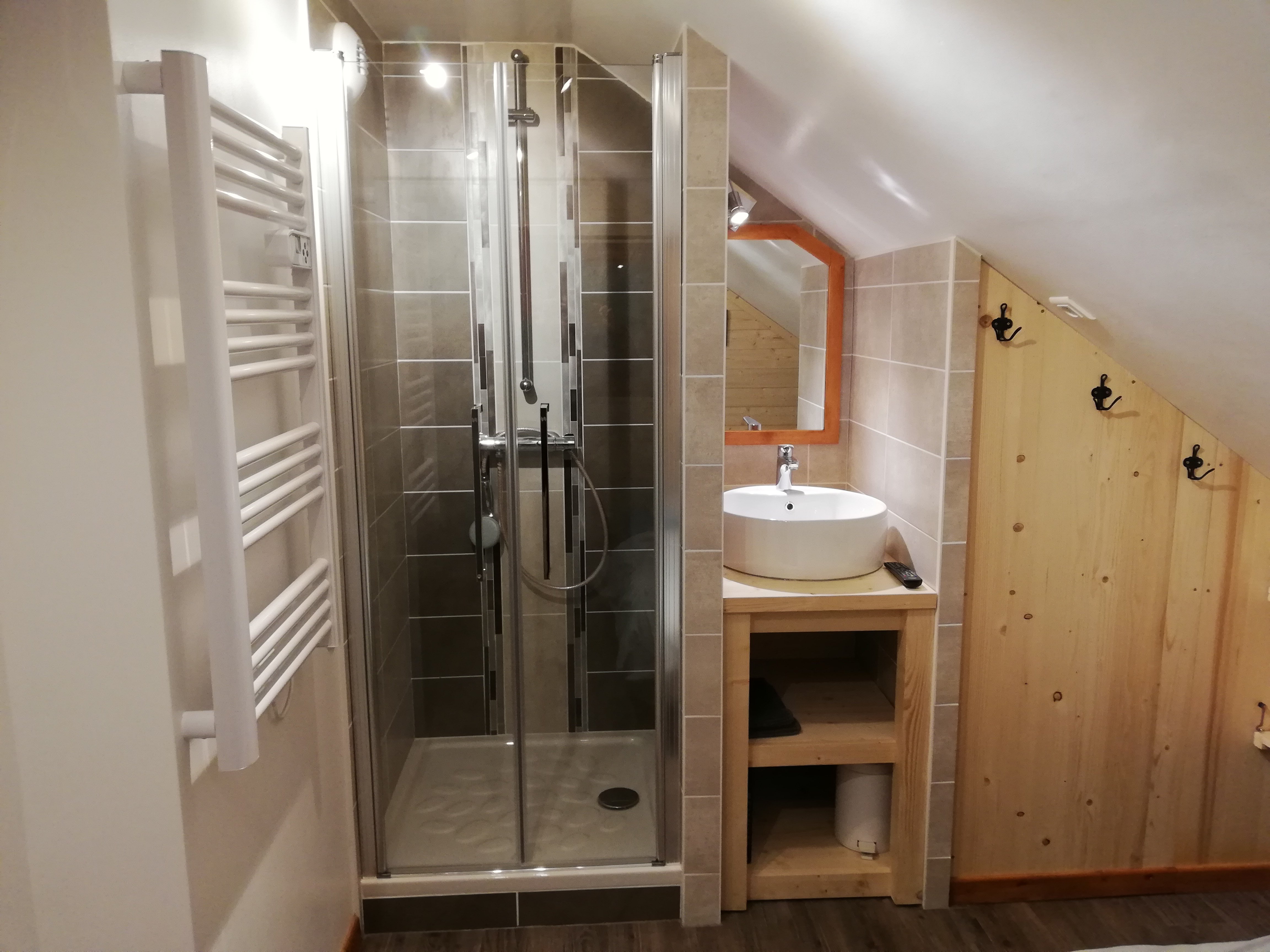 Douche et lavabo de la chambre n1