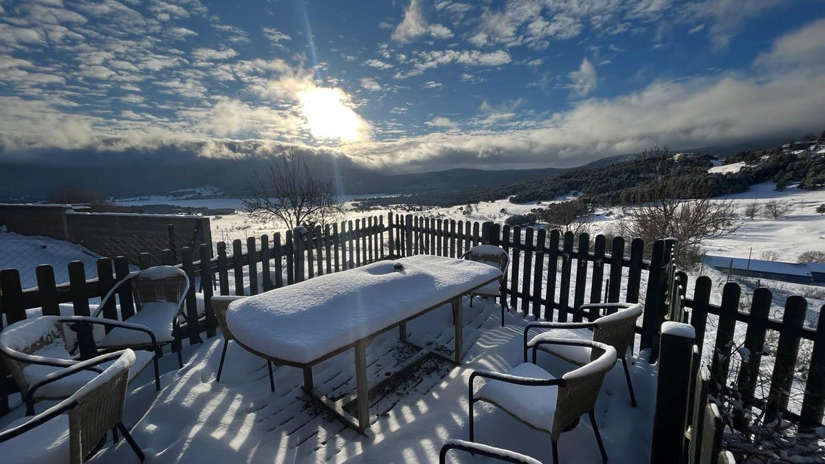 Une des 3 terrasses, l'hiver
