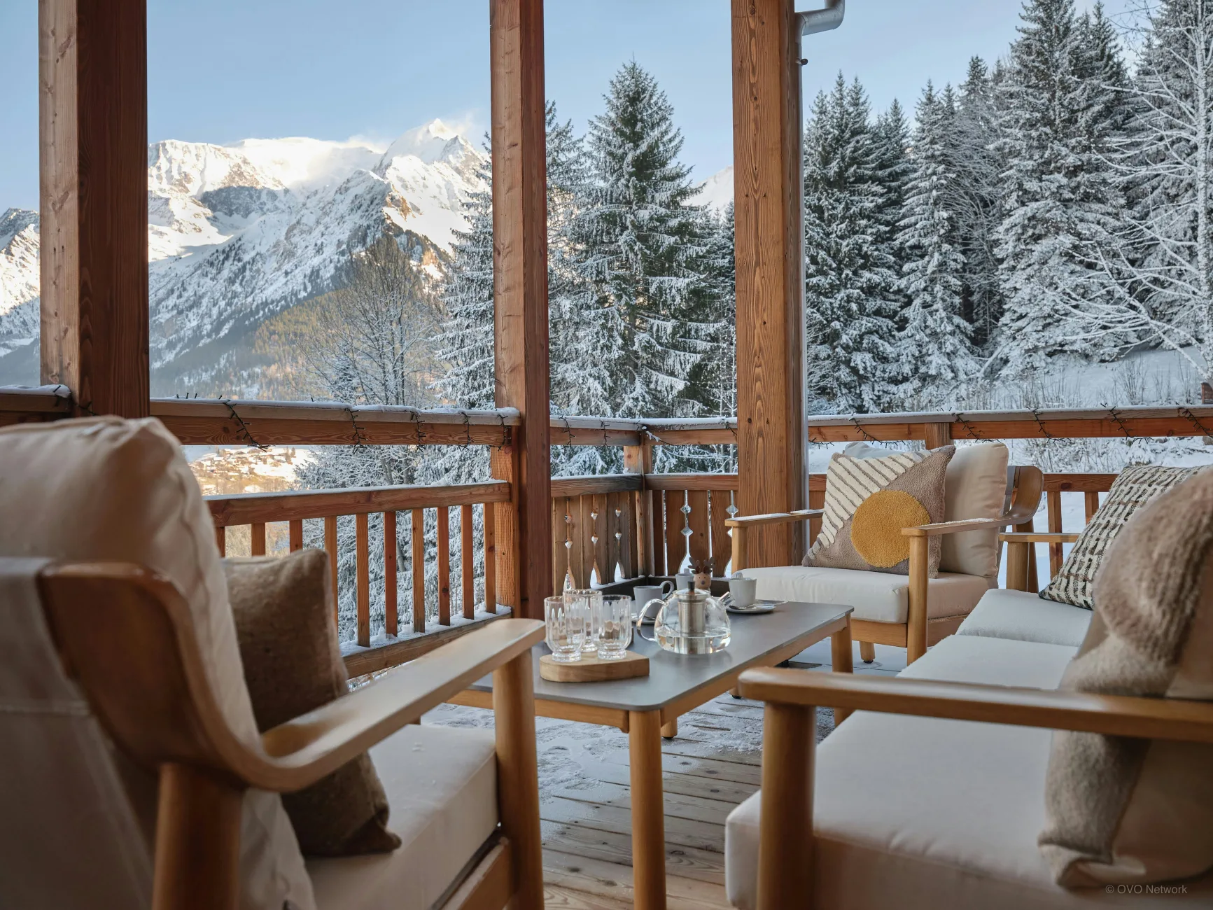 Balcon et vue d'hiver