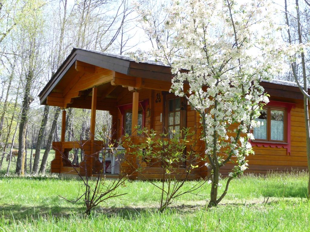 Modèle "Rossignol 33 m²". Chalet en bois massif d'une capacité de 4/6 personnes - Location en toutes saisons. Le Parc Résidentiel de Loisirs l'Escapade est ouvert toute l'année.