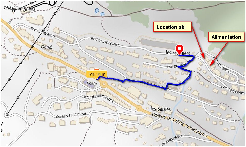Situé à 500m du centre, 100 d'une alimentation (bon pain) et location de ski, Très pratique