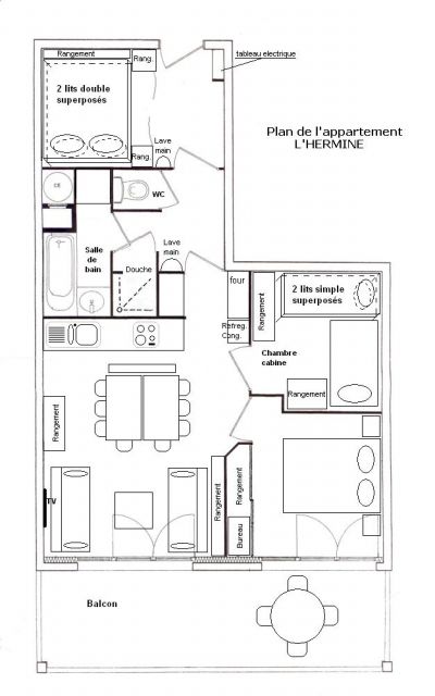 Le plan de l'appartement (60 m²)