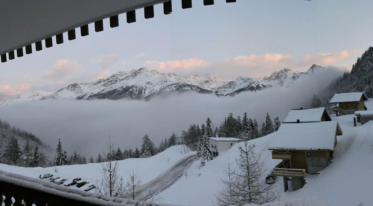Vue du balcon en hiver.