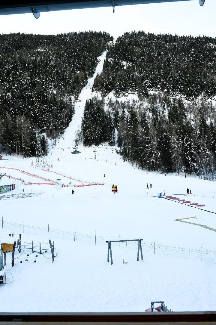 Vue du balcon sur les pistes