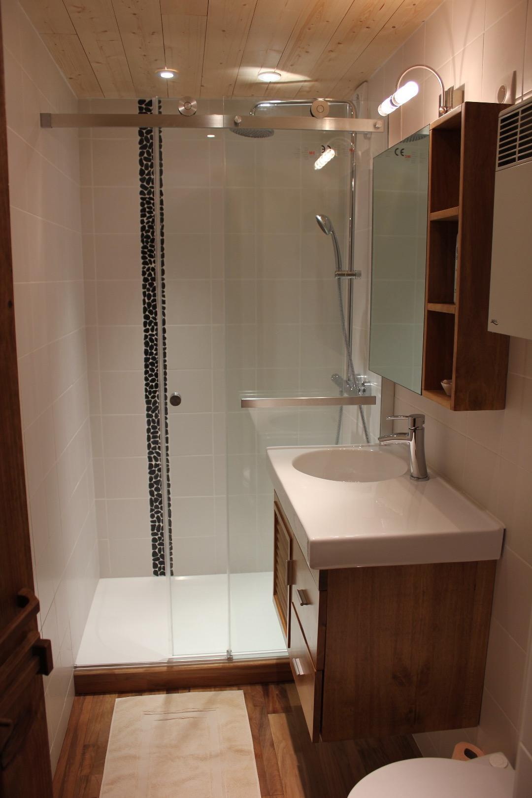 Salle d'eau / douche à l'italienne / Toilettes type broyeur (autres toilettes indépendantes dans l'appartement)