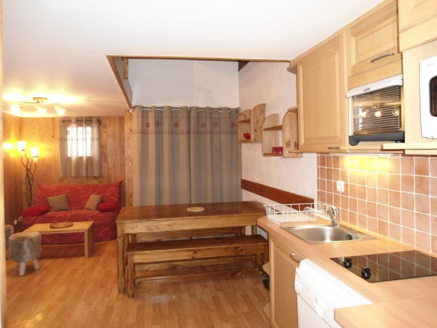 PIECE PRINCIPALE AVEC COUCHAGE 2 PERSONNES SUR CANAPE/LIT APPARTEMENT "LES ARAVIS"