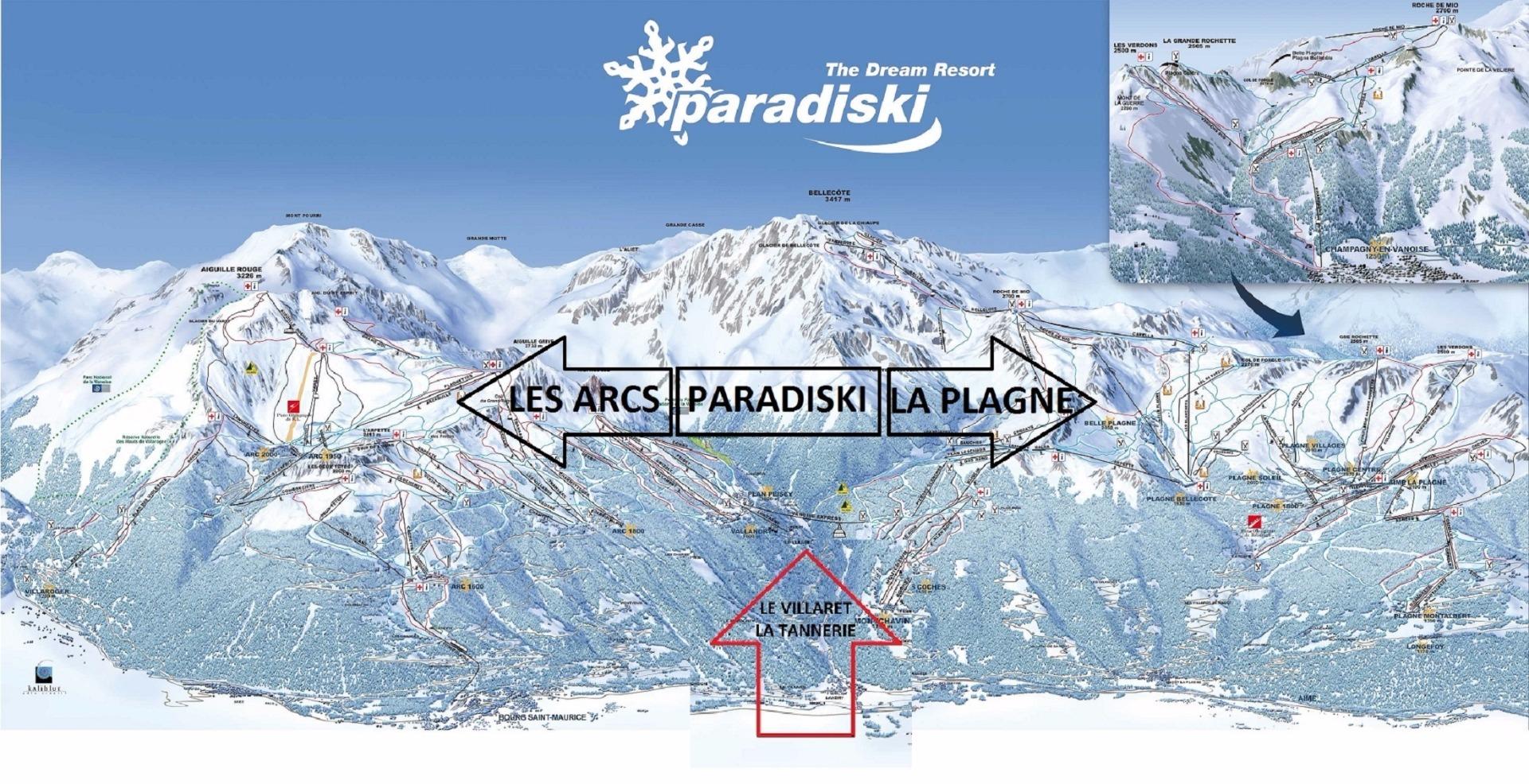 Le Villaret sur le plan des pistes