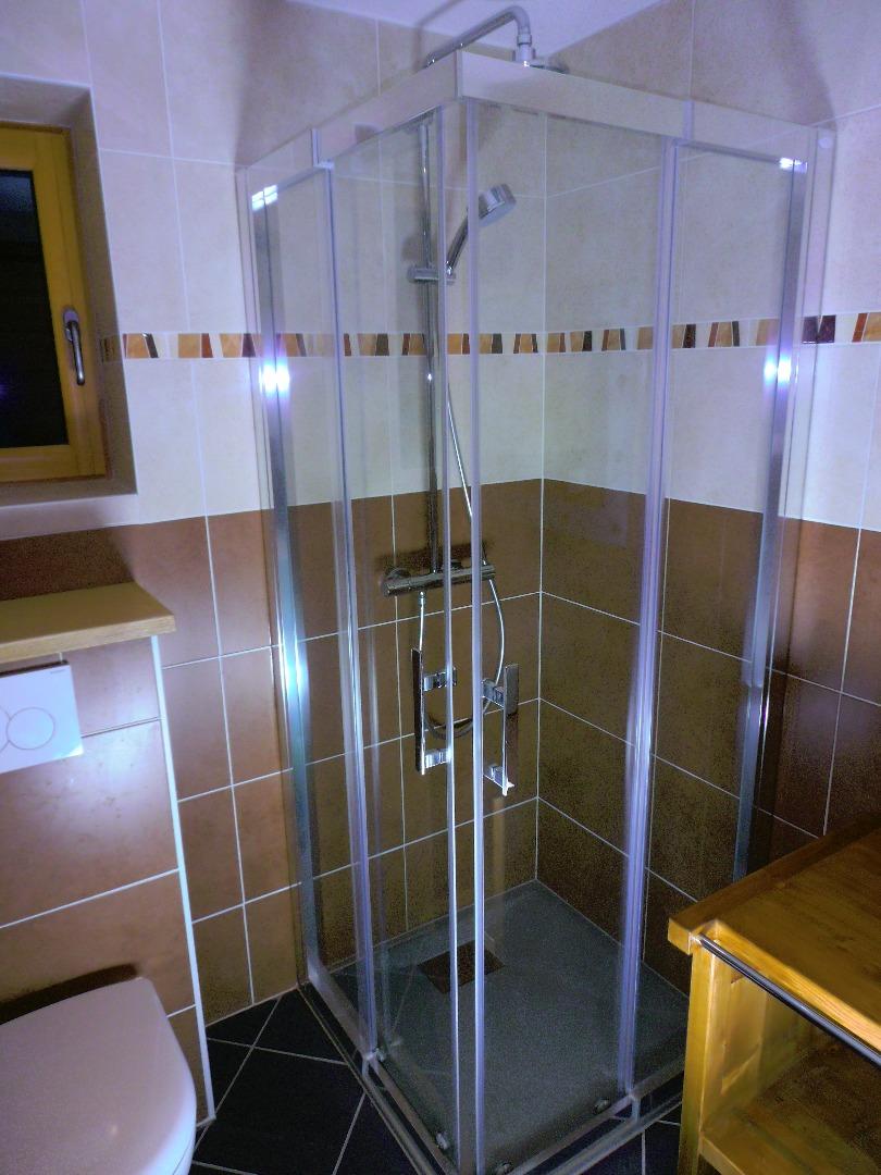 Salle de bain du niveau 1 avec cabine douche et WC