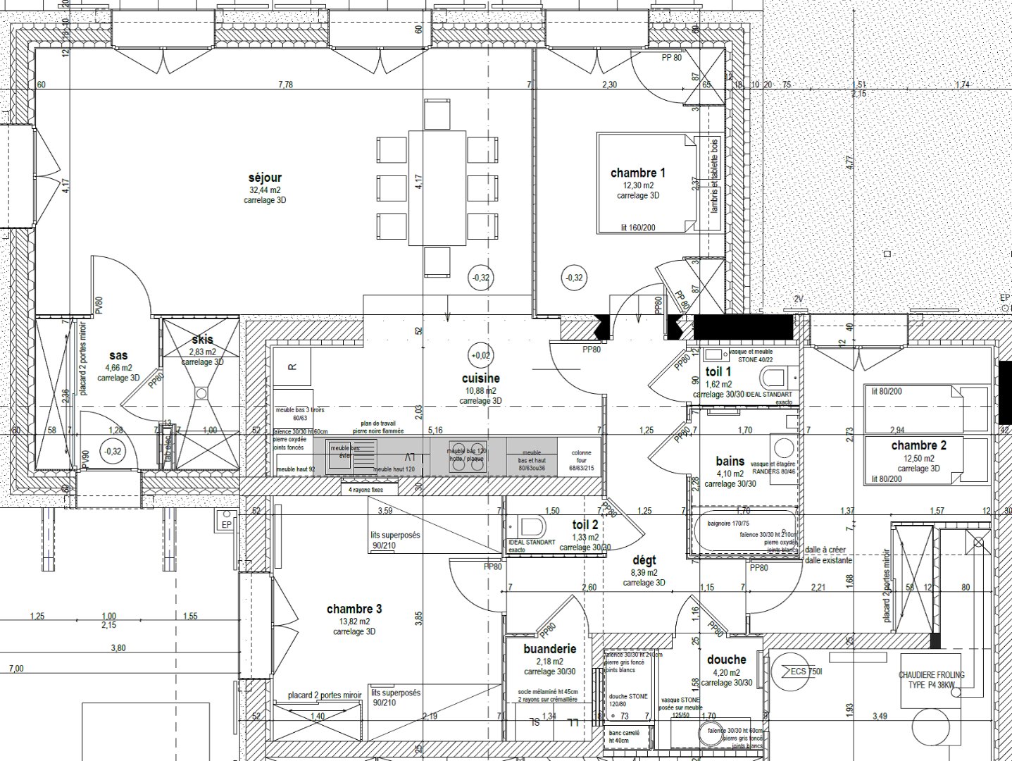 Le plan de l'appartement de La Belette vous permet d'apprécier l'agencement et la surface des pièces .