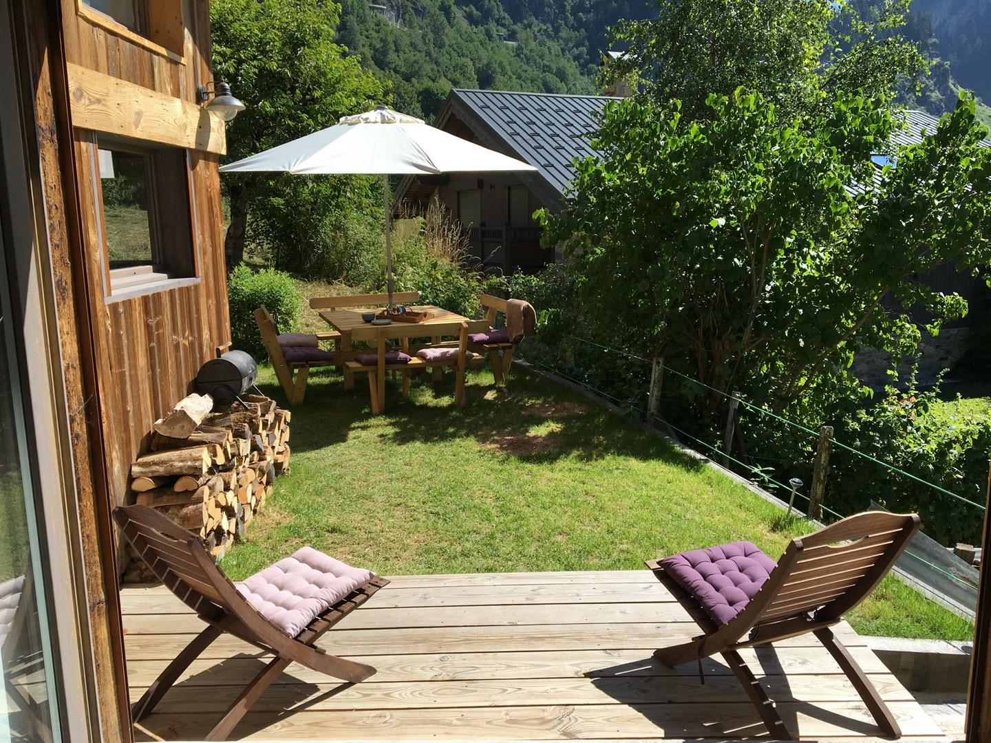 terrasse jardin vue du salon
