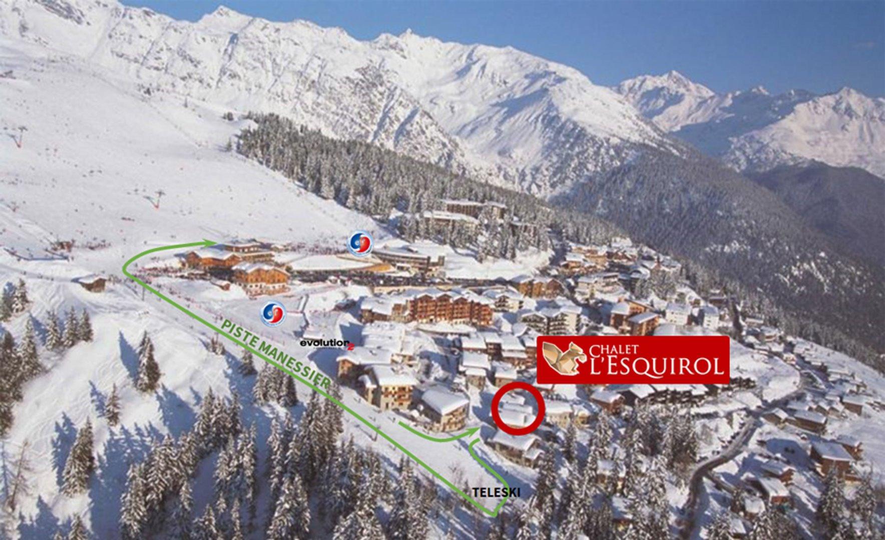 Situation du Chalet L'Esquirol (hiver) - Accès direct aux pistes