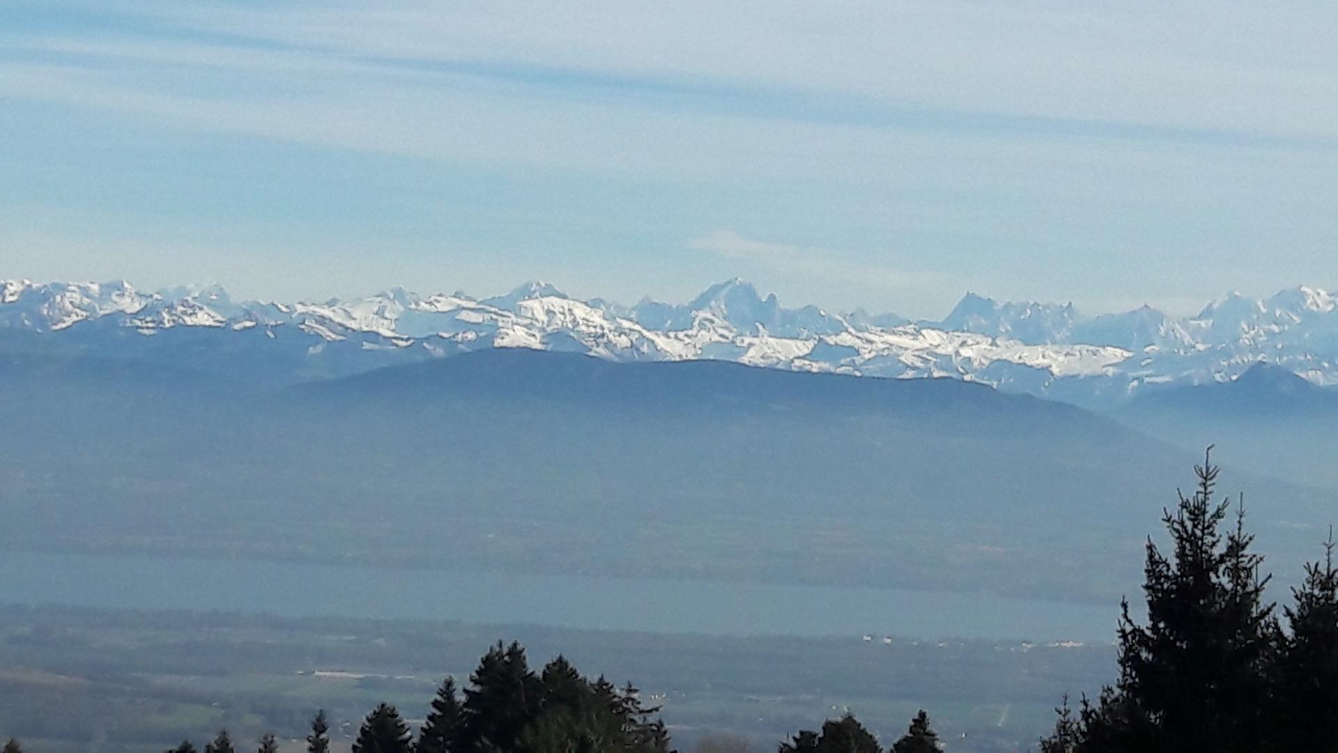 Vue exceptionnelle sur le Mont Blanc l'été