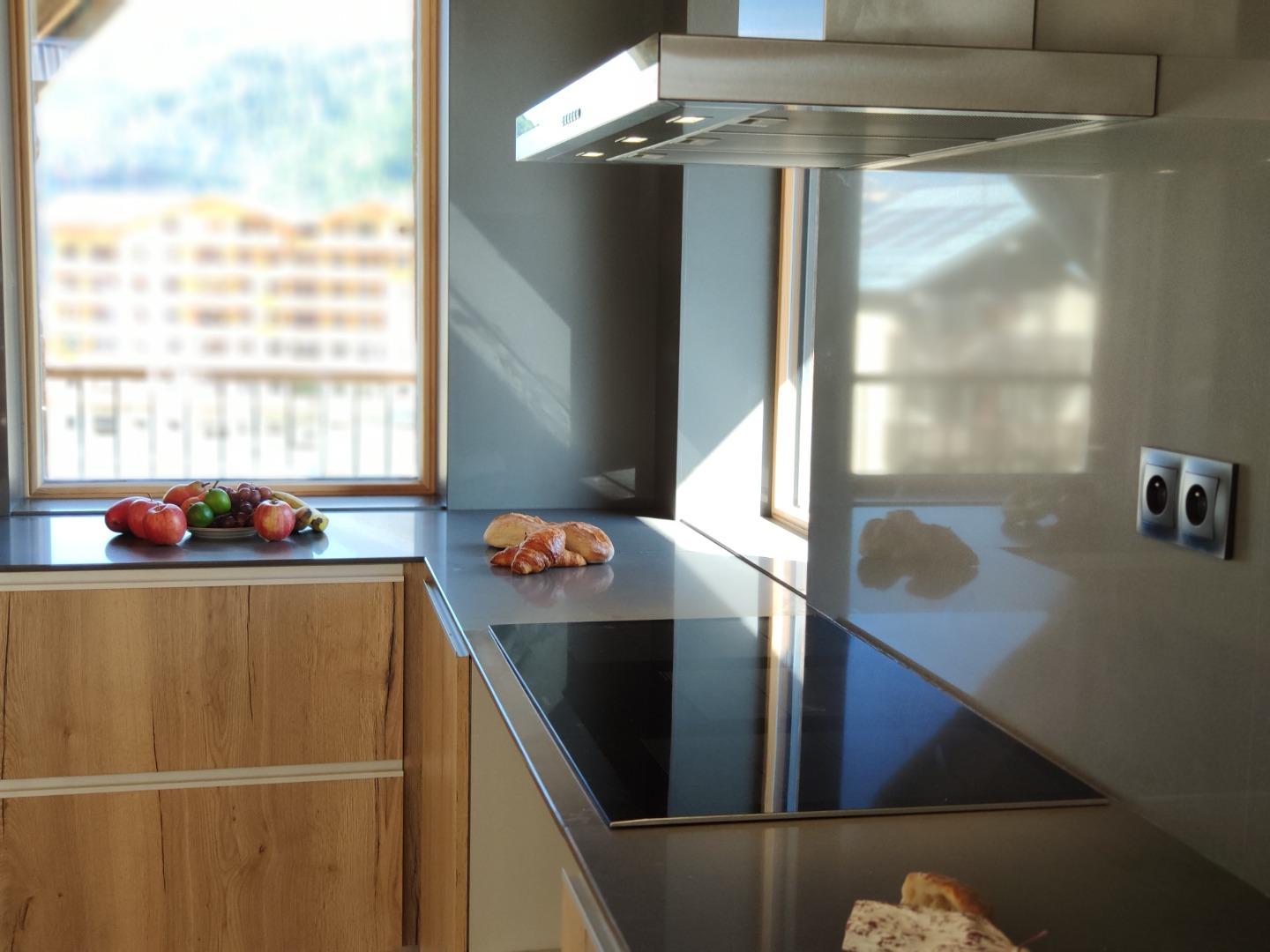 Vue sur la cuisine : entièrement équipée haut de gamme 
